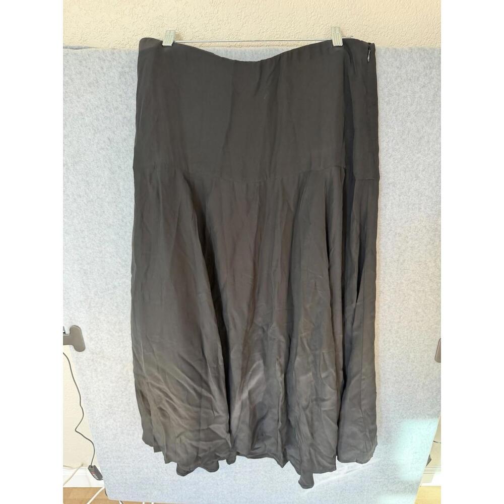Madewell Circle Midi Skirt in Crepe de Chine Black Women's Size 14 NWT